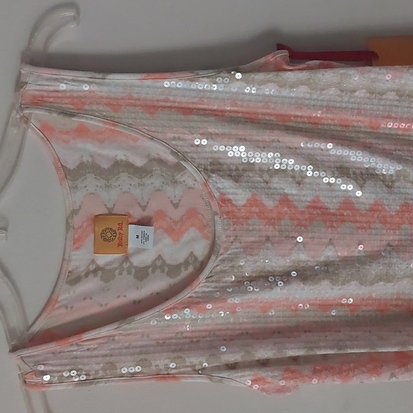 Ruby Rd. Dunemul Sequin Zig Zag Striped Dressy Tank Top Sz M - Picture 6 of 17